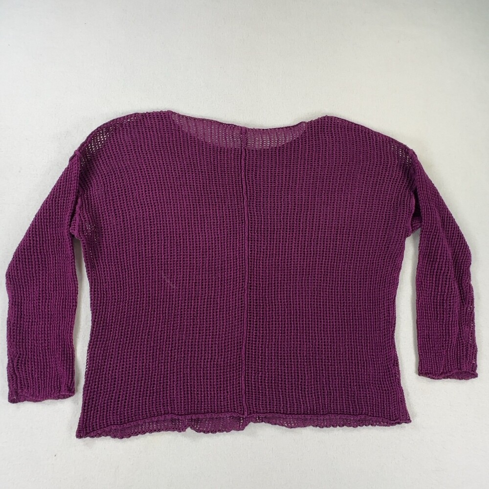 Eileen Fisher Open Knit Pullover Sweater Purple Long Sleeve Women's Size Small - Picture 7 of 8
